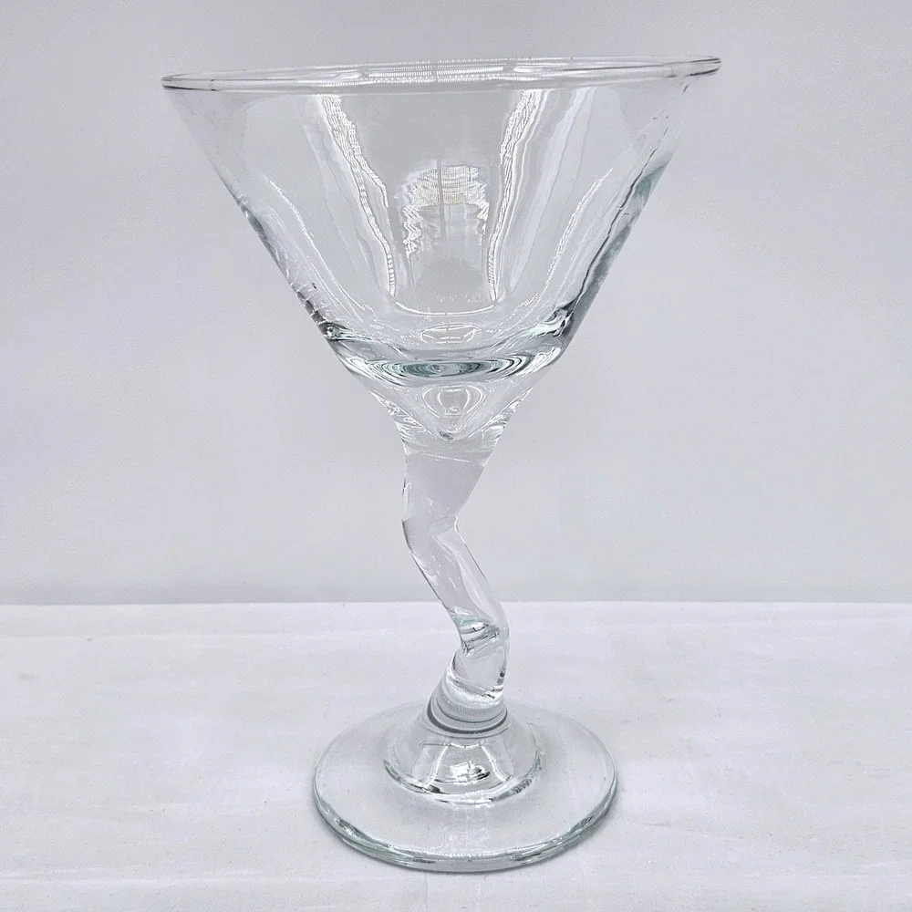 Libbey37799 Z-Stem Clear Martini Glass Modern Sculptural Barware‎ 7 Inch